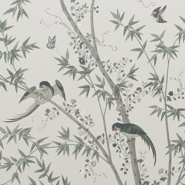 Little Greene Belton Scenic behang Oyster little greene behang detail