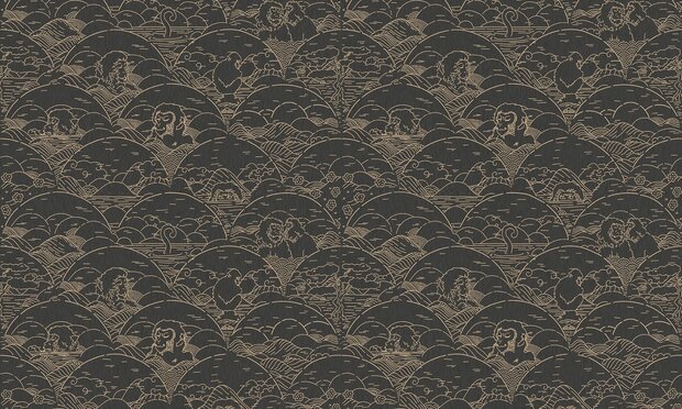 Indigo Macaque behang arte jeans apen MO3001