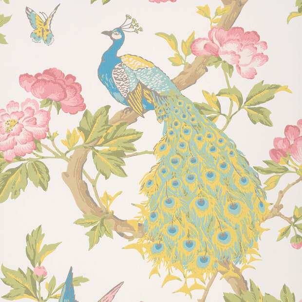 Little Greene Pavona Behang Peacock National Trust Papers&nbsp; Blanche