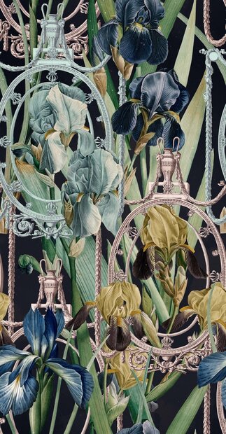 Mind the Gap Fleurs d&#039;Iris antraciet behang