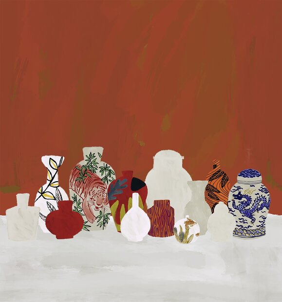 Elitis Tigre et dragon Behang&nbsp;Flower Power behang collectie TP_307_01