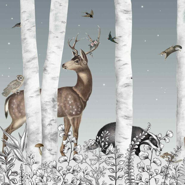 Les Dominotiers Woody Chesnut Midnight behang DOM 303-1 detail 2