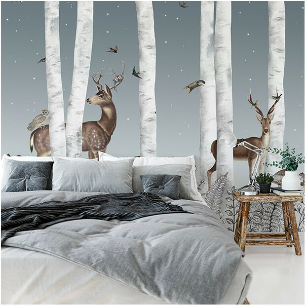 Les Dominotiers Woody Chesnut Midnight behang DOM 303-1 detail 3