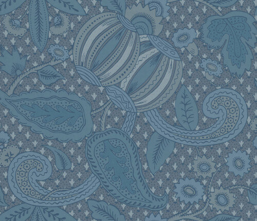 Little Greene Pomegranate Behang National Trust Papers&nbsp;Blue Scale