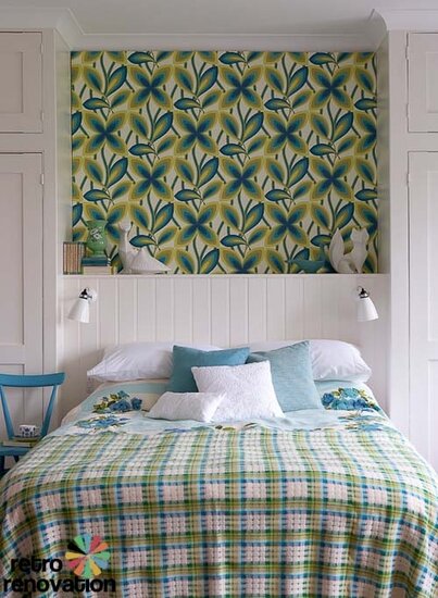 Little Greene Starflower behang - Peacock