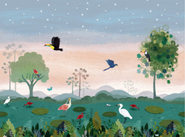 Villa Nova Dusky Amazon Wall Mural Behang W574/01