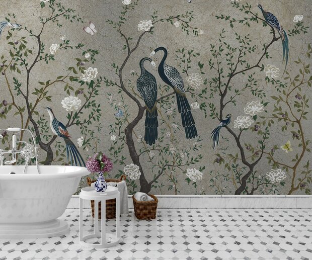 Coordonne Edo-Silver behang 9600002 badkamer