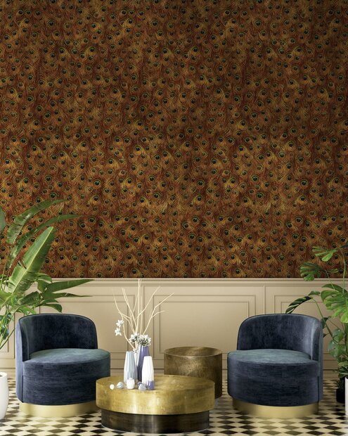 coordonne Peaflow Gold behang 9600090 sfeer