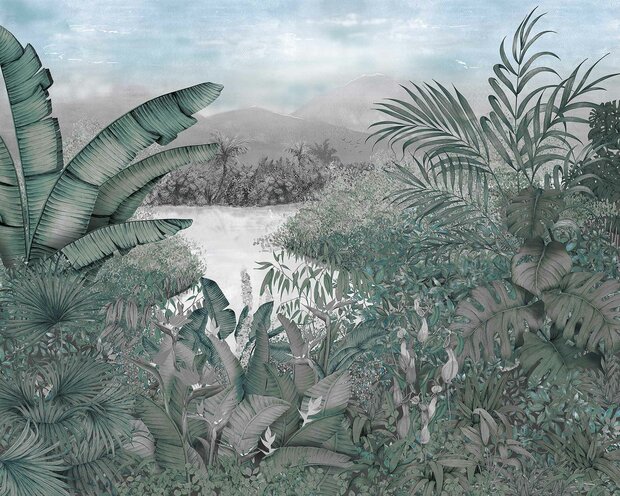 Coordonne Neocolonial Blue Behang