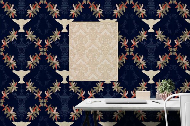 Coordonne Neorococo Navy Behang 8800065