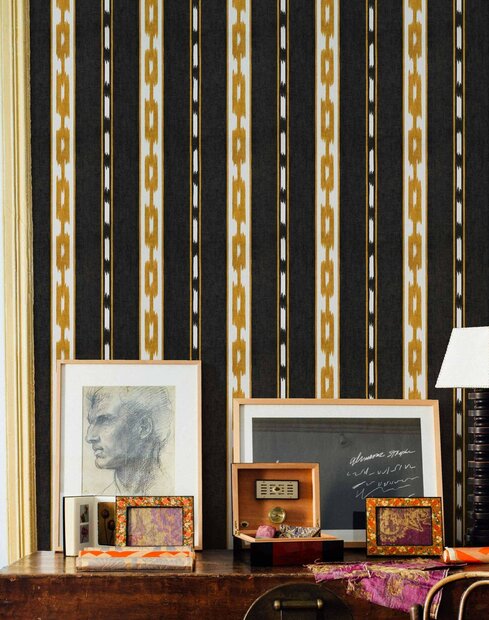 Coordonne Kente Black Behang A00809