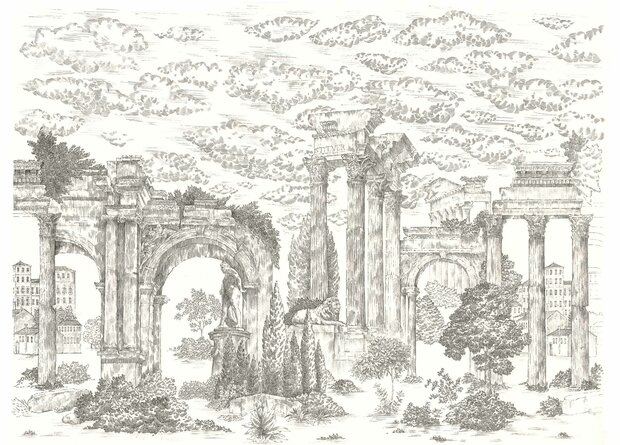 Coordonne Ruins Graphite Behang - Linnen A00329L