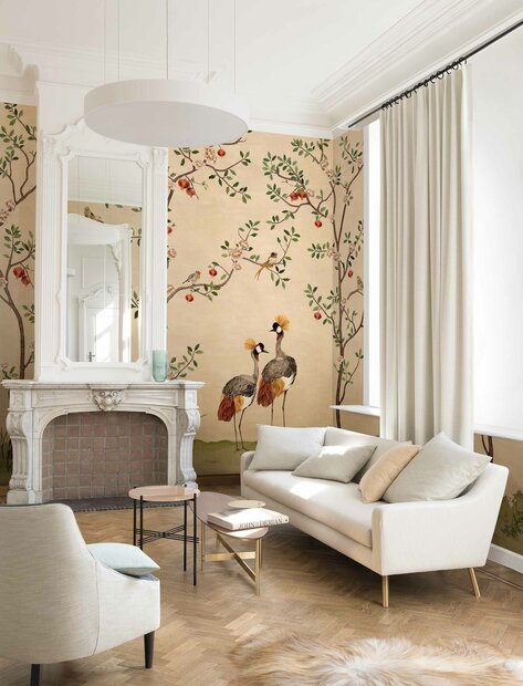 coordonne crowned-crane-behang nacre sfeer