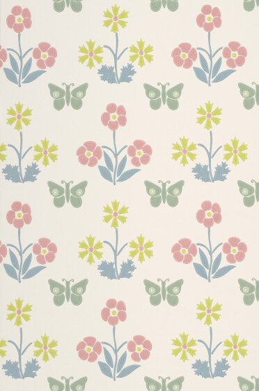 Little Greene Burges Butterfly Behang French Grey