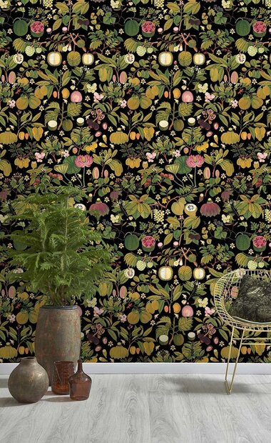 ASIAN FRUITS AND FLOWERS Anthracite WP20314