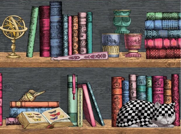 Fornasetti Libreria behang boeken boekenplank Senza tempo behangcollectie
