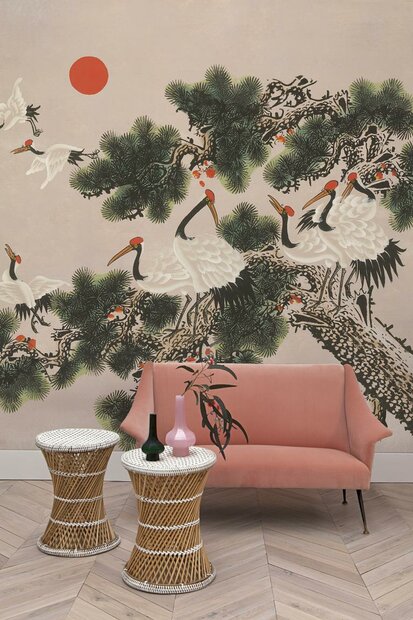 Coordonne Ukiyo behang 7900072 kraanvogels chinoiserie