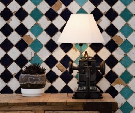 Tiles Turquioise chess behang luxury by nature sfeer