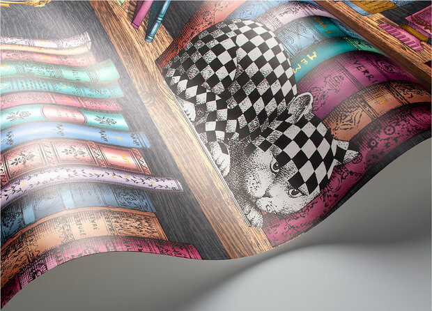 Fornasetti Libreria 114-13025 behang boekenplanken boekenkast behangpapier cole and son detail