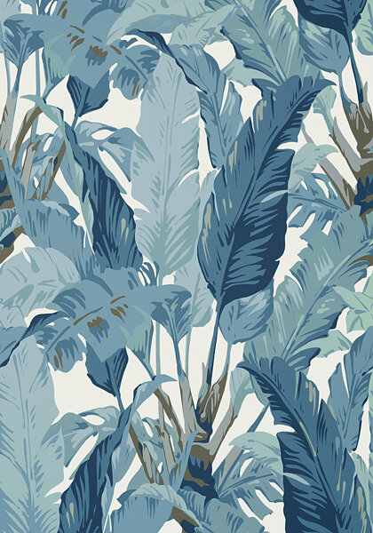 Thibaut Travelers Palm behang T10128 spa blue  Tropics collectie 2