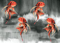 Catchii Koi Fish Art Behang - Grijs