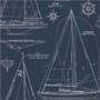 Ralph Lauren Boat Blueprint Behang - WHITE ON DARK BLUE PRL5035/02