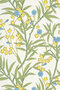 Little Greene Bamboo Floral Behang Blue Verditer