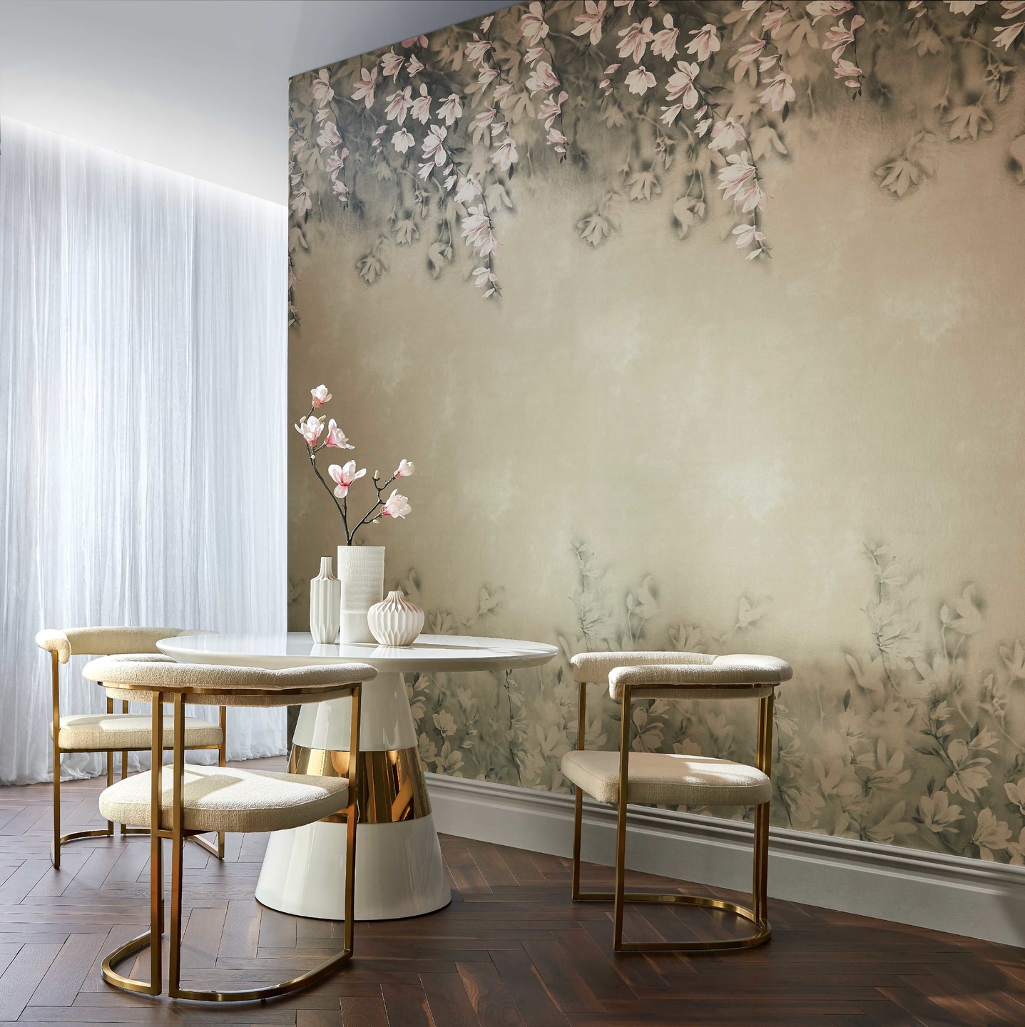 1838 wallcoverings trailing magnolia mural behang 