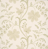 Little Greene behang, London Wallpapers 2, Bedford Square, wit, groen, bloem, streep, 0273BEPRINT,