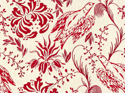 Mind the Gap Folk Embroidery Behang -  Crimson