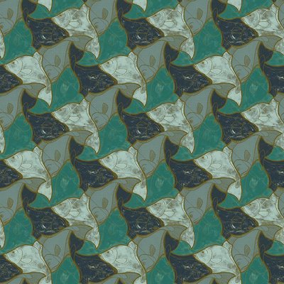 Escher Fish Behang