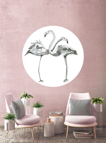 Catchii Zwart-Wit Flamingo's Behangcirkel