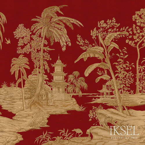 IKSEL Exotic Chinoiserie Behang - Coral