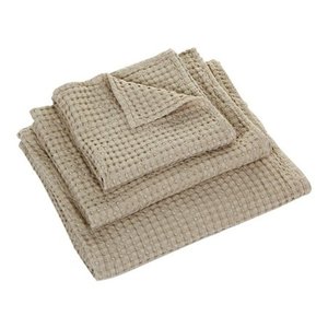 Wafel handdoek linen 770 Pousada collectie Abyss Habidecor handdoeken stapel