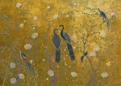 lila prins Maan Coordonne Edo Gold Vinyl Behang: Chinoiserie - Luxury By Nature